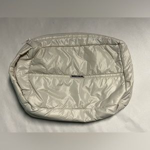 Anorak Quilted Puffer Down Cosmetic Bag Makeup Travel Pouch Cream